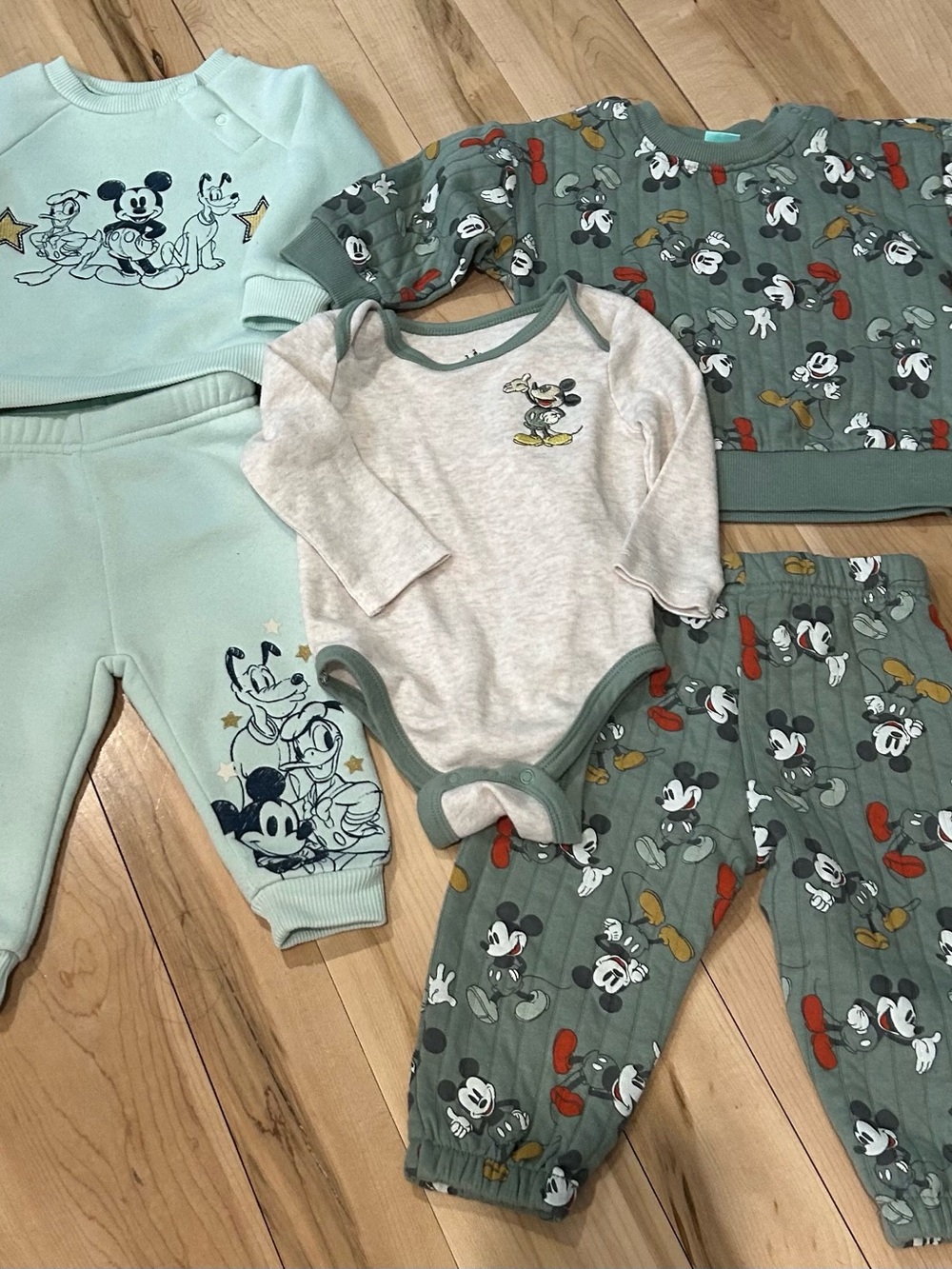 Disney Mickey Mouse Baby Outfit Set - Mint & Sage Prints